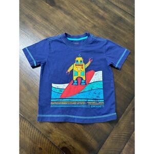 Sprockets Boys Blue Surfing Robot Graphic T-Shirt Cotton Tee 3T